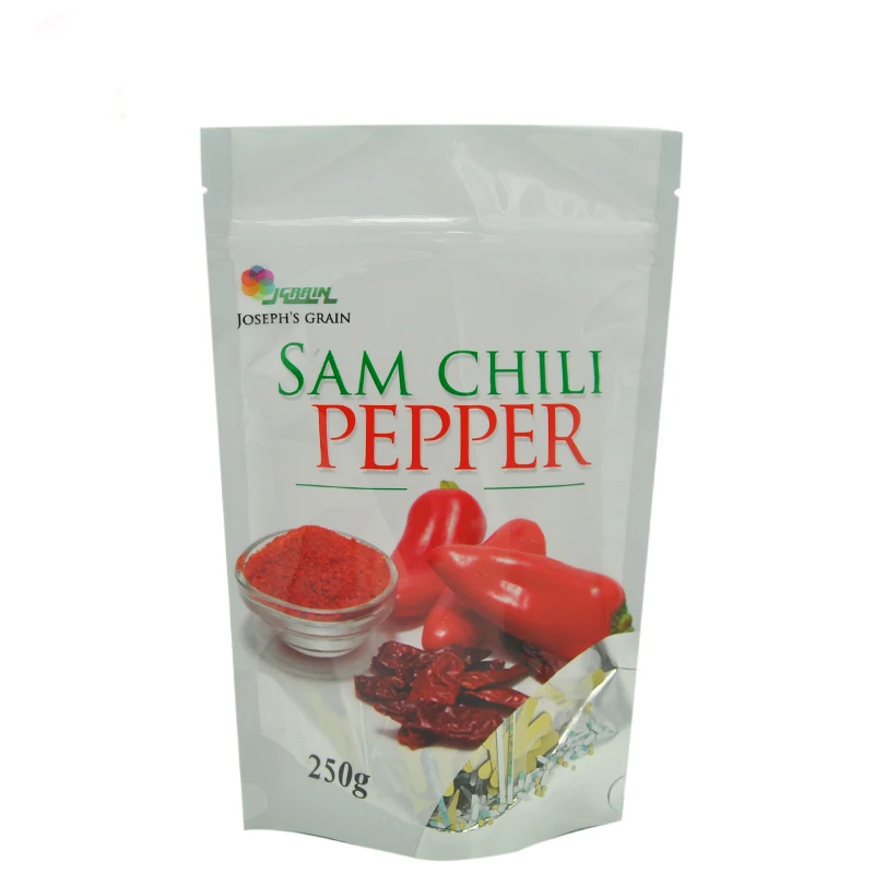 Custom Logo Cayenne Pepper Spice Powder Zipper Stand Up Pouch Packaging Bag With Window