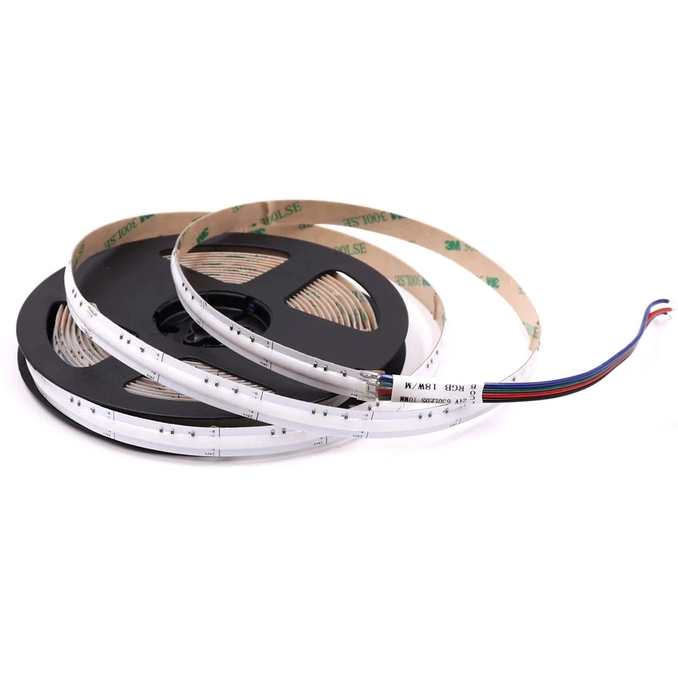 FCOB RGB LED Light Strip 1134 LEDs 15w Flexible FOB COB 12mm Led Lights High Density RA90 Linear Dimmable 24V