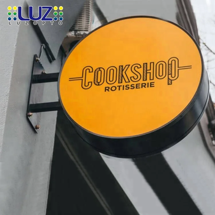 Outdoor Round led Light Box Store front Sign Double Sided lightbox sign