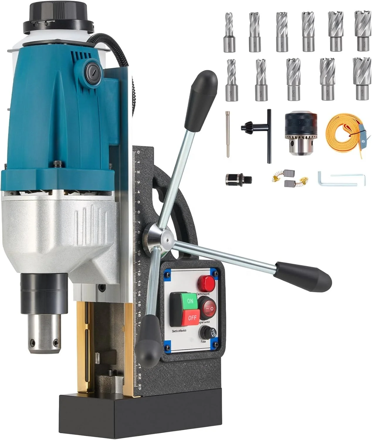 Cisivis Magnetic Drill Press, Portable Electric Mag Drill 1100W 40mm Boring Dia 12000N Force Industrial Cutting Drilling Machine