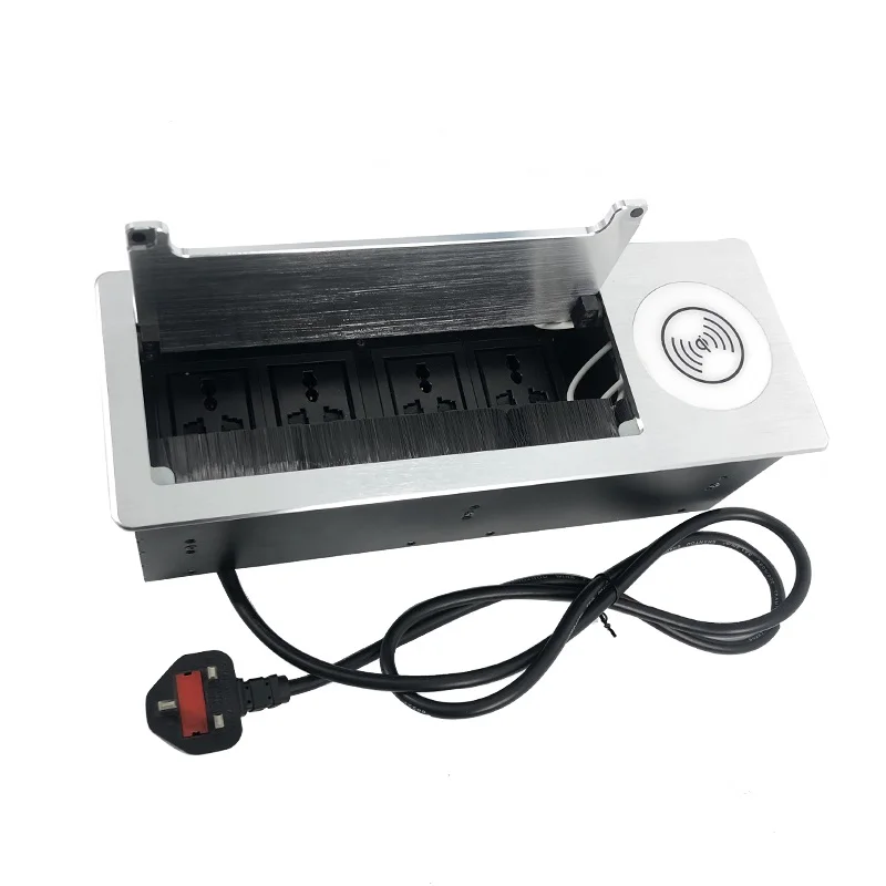 Universal 4 outlets Embedded Desktop Socket Multi-Functional Wireless Charging Burst connectivity Box with Power Socket
