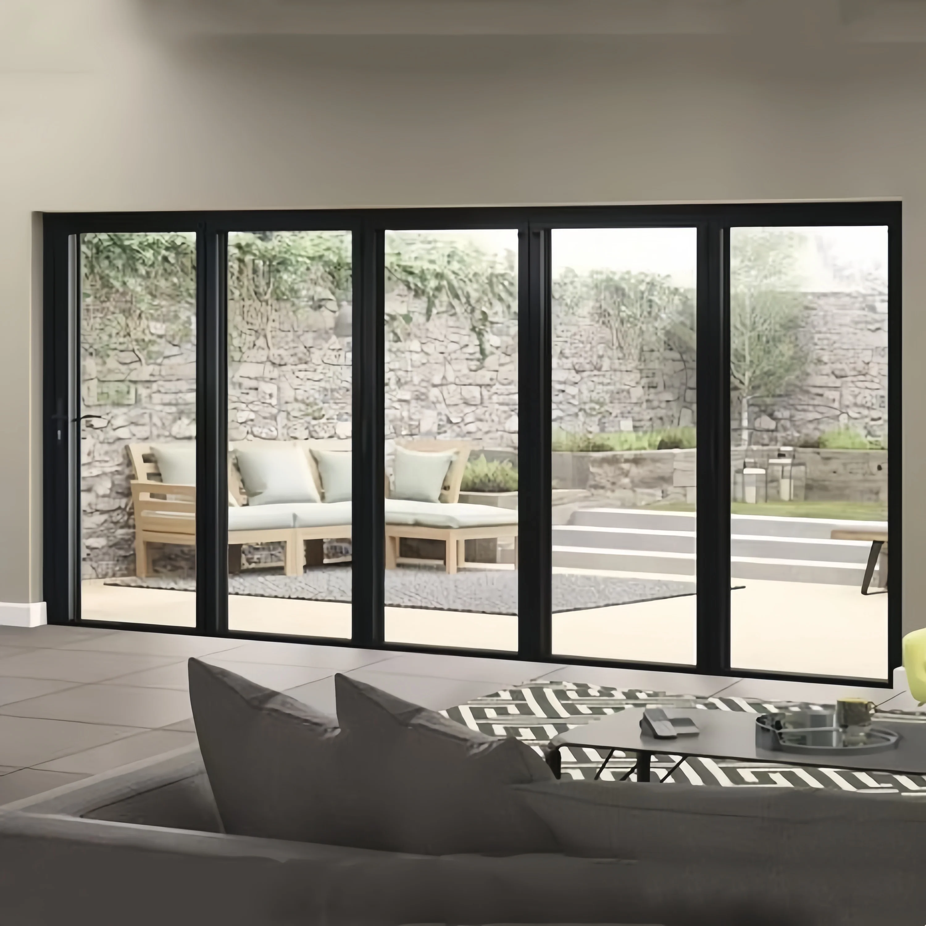 Customized Latest European and American Style Standards wind Sound proof System Movable Glass Door Bi Folding Foldable for sale