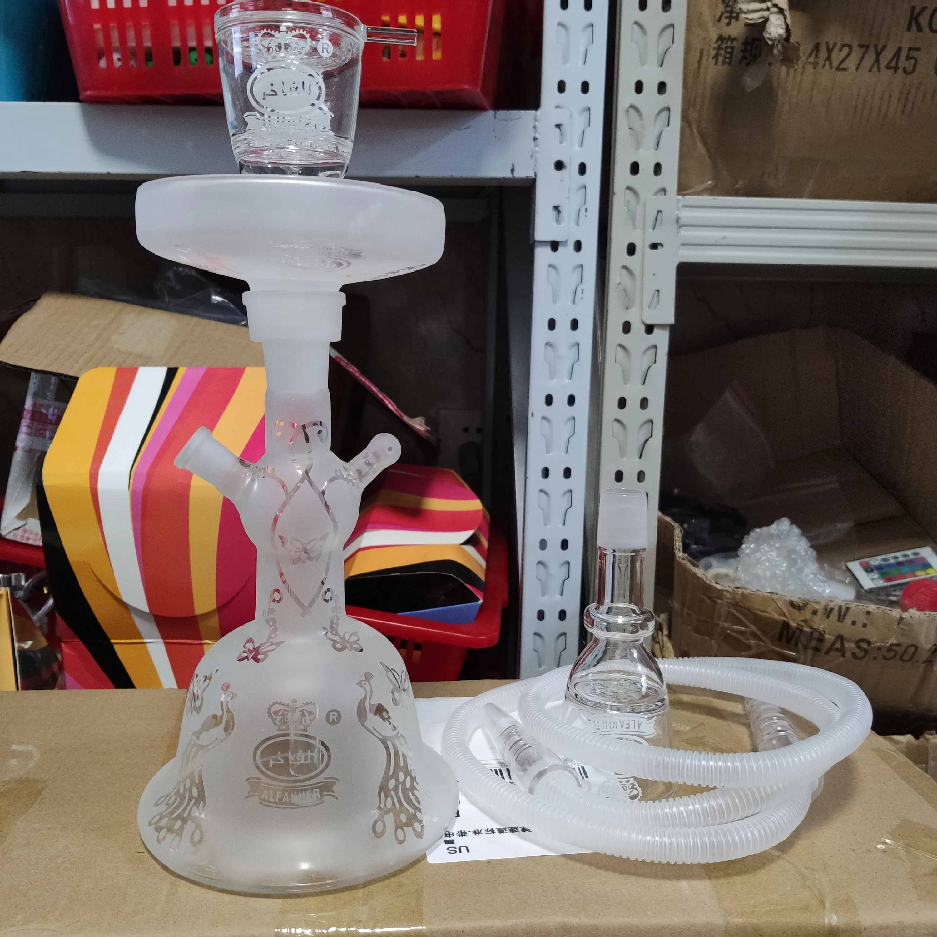 Clear Glow Glass Hookah LED Light Smoking Set Water Pipes Shisha Narguile Full Large Chicha shesha hubbly bubbly hookah