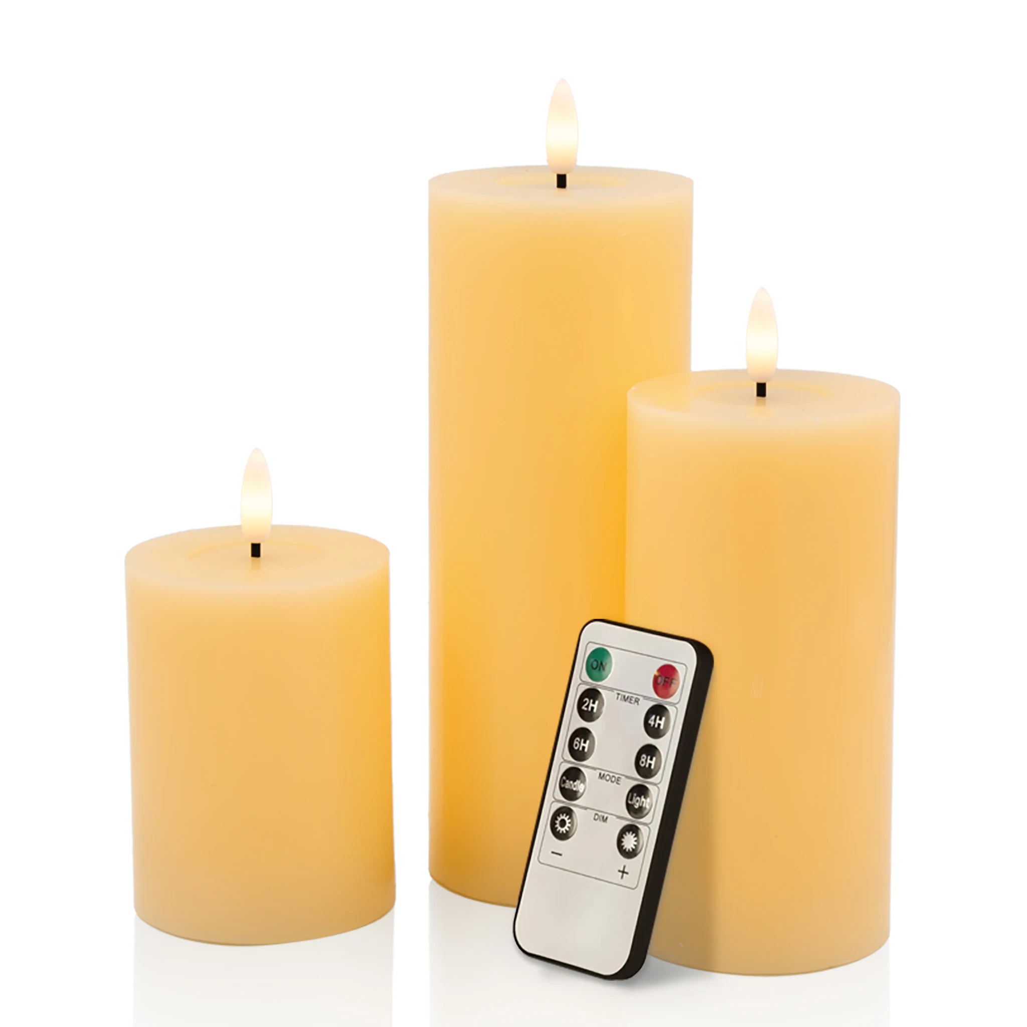 Custom Size Color Hot Sale Christmas Battery Flameless Led Candle Light Real Wax Pilar Led Candles