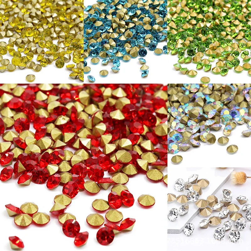 machine cutting chaton glass rhinestones colorful chaton point back rhinestone factory chaton rhinestones