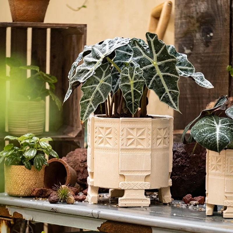 Moroccan Cement Pot Creative High-grade Succulents Tripod Flower Ware  Balcony Garden Decorative Ornaments