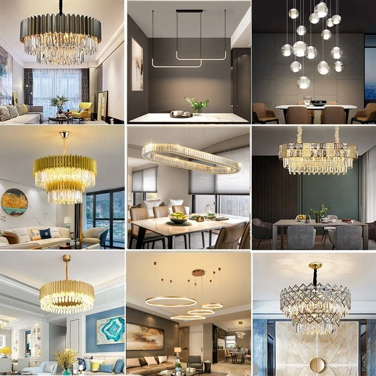 Round indoor luxury ceiling chandelier black gold home crystal modern Led Chandeliers glass Pendant lamp Lights