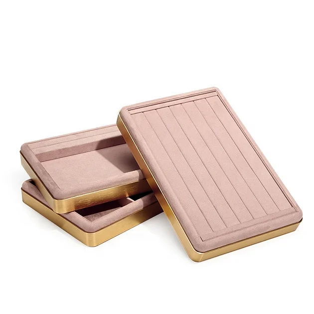 VANLOCY Jewelry Display Trjewelry Display Traylry Necklace Bracelet Earring Ring Display Tray Pink Metal Offer Cases