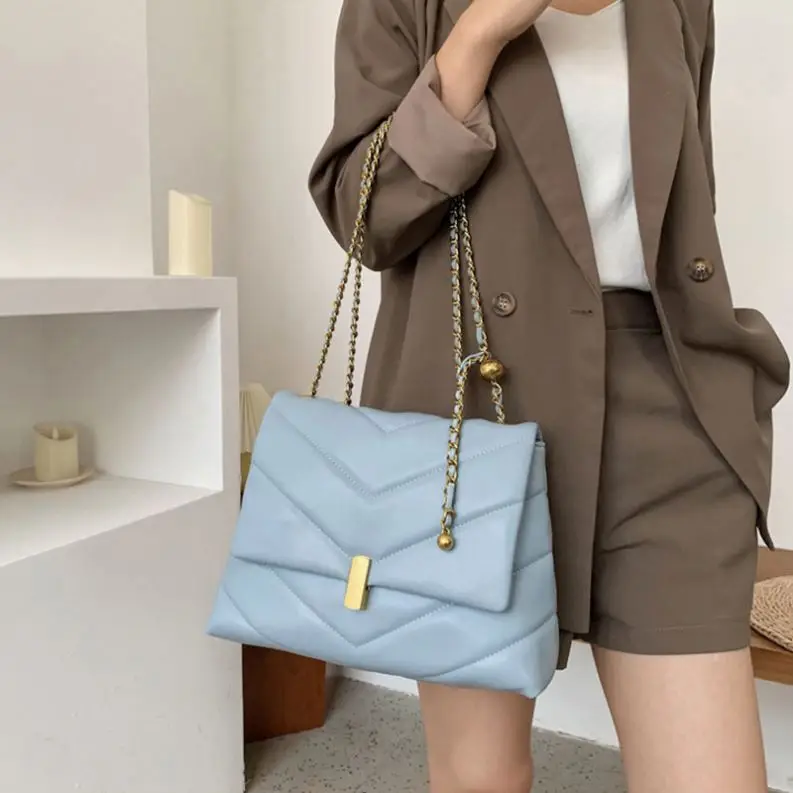 Casual Large Shopping Totes Bags Fashion Designer Pure Color Underarm Bag Luxury Ladies Thread Armpit Packs Crossbody Handbags