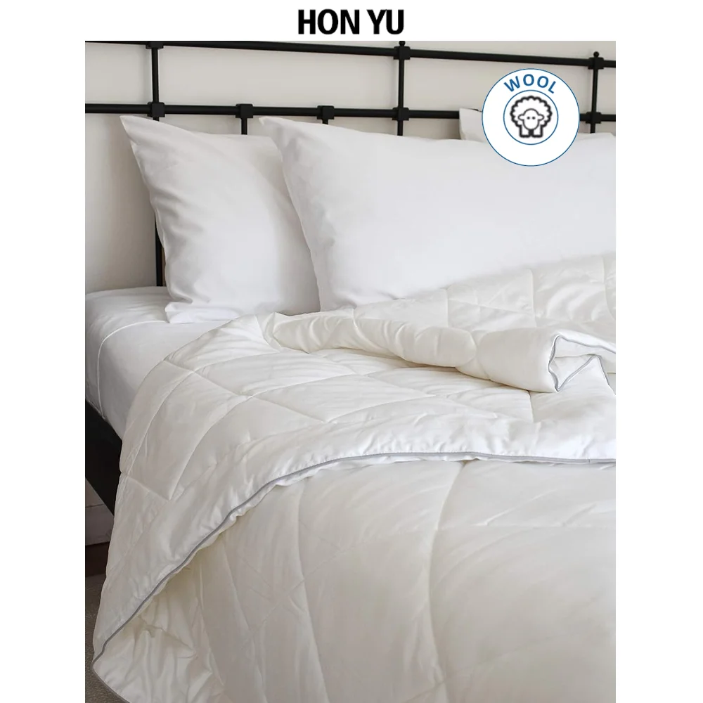 Organic Collection - Organic Wool Comforter Hypoallergenic Natural Wool Filled Duvet with Breathable Cotton Shell for Home