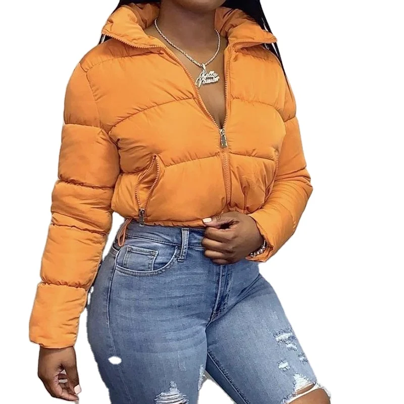 
New Arrival Cotton Bubble Coat Crop Sexy Down Puffer Winter Jacket Women 
