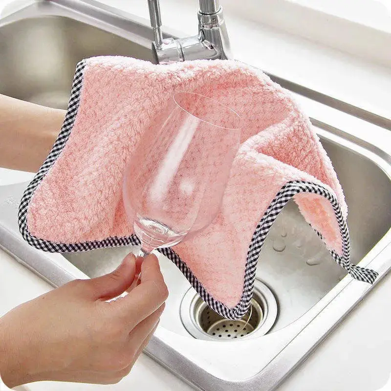 Household Tableware Cleaning Wiping Tools New Microfiber Absorbent Kitchen Dish Cloth Towel Non-stick Oil Washing Cloth Rag