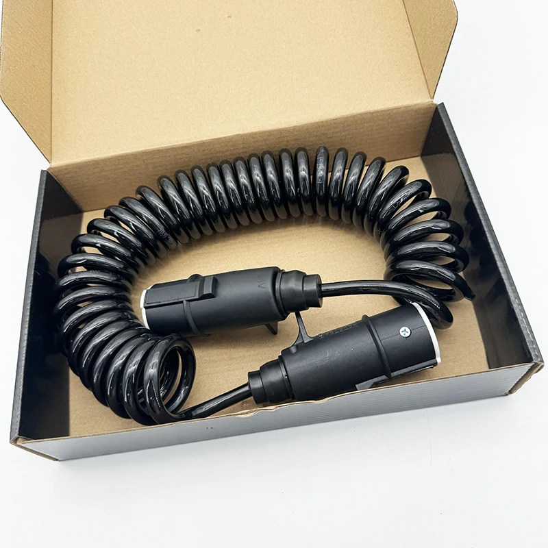 wholesale Trailer Plug Towing Socket Connector 7Pin to 7Pin trailer cable 12V PA/PU/NYLON power supply spiral wire assembly