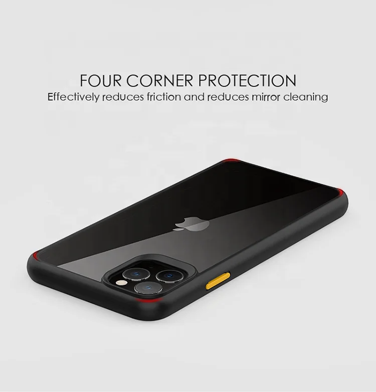 
CLear transparent 1.6mm TPU bumper +1.2mm PC Cover with 3 Sets Color Button mobile Bumper phone Case 