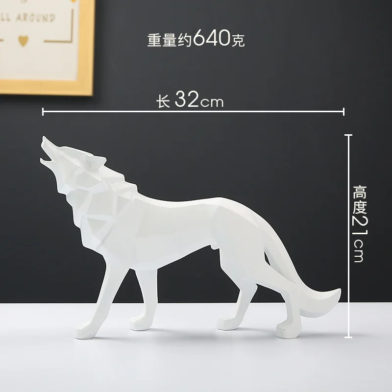 Nordic creative resin crafts animal geometry Wolf ornaments home living room office desktop decoration gifts