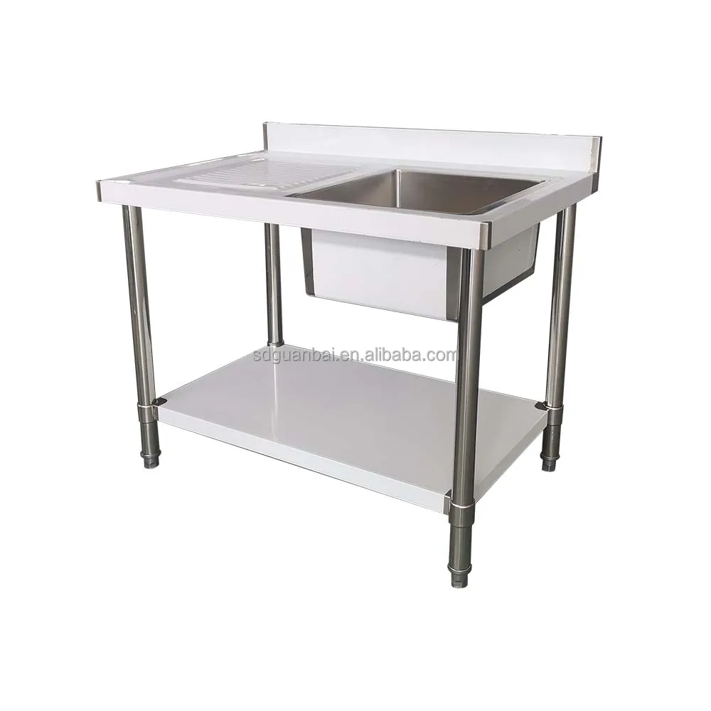 Free Standing Stainless Steel Handmade Welding Farm Used Basin Single Bowl Kitchen Sink With Undershelf