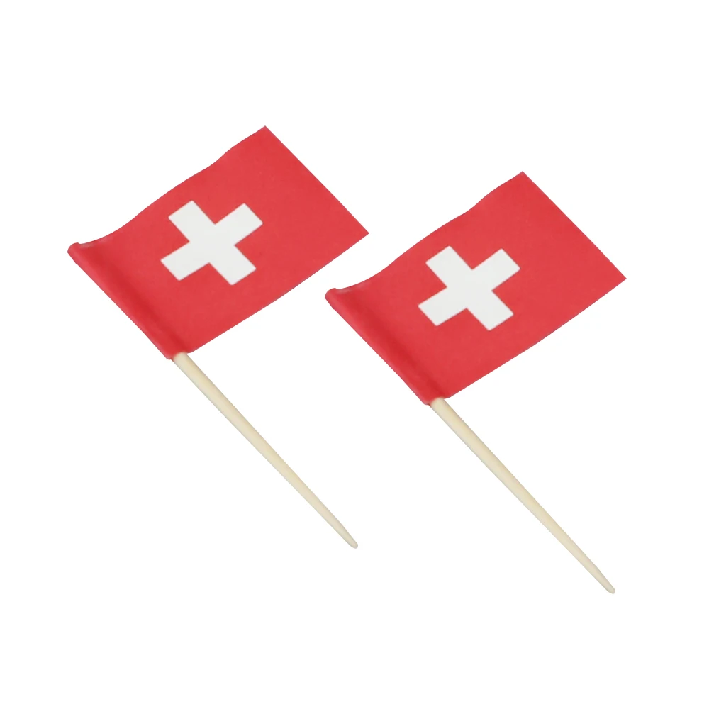 Custom party cake decor wooden mini tooth pick stick flag 2.5x3.5cm