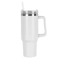 40 oz double wall vacuum insulated stainless steel 40oz tumbler with handle straw lid powdered coated wholesale bulk