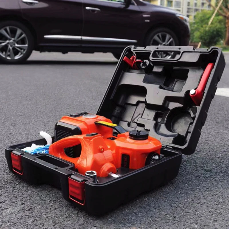 5 Ton 12V Electric Tire Inflator Cars Emergency Repair Kits Jacks Controls Electric Car Jack Kit With Inflatable Pump Jack