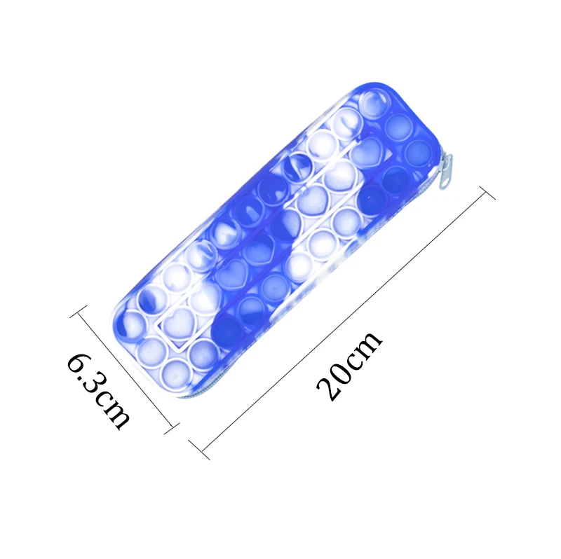 New design Rainbow Silicone Pencil Case Fidget pop itting pencil case for students