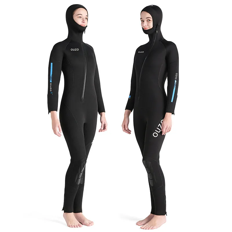 New 5mm Neoprene Kayaking Hooded Swim Snorkeling Suit Women One Piece Surfing Diving Wetsuit