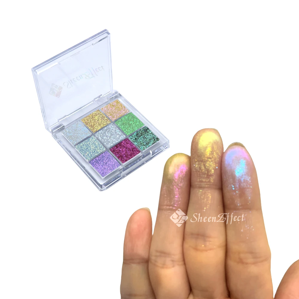 Sheeneffect  Makeup 9 Colors Encounter eye shadow palette Sweet Glitter Multichrome Chameleon eyeshadow palette OEM ODM Service