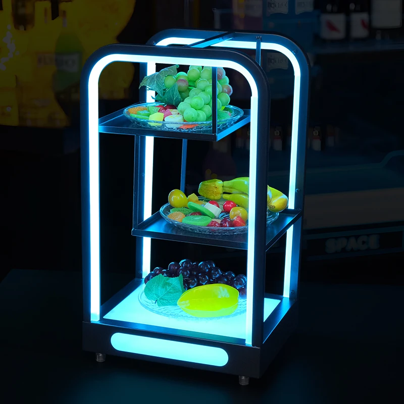 Three layer RGB LED Fruit Tray Snack Dish Plate LED Fruit Plate  Iron Square LED Fruit Tray for Bar KTV Nightclub