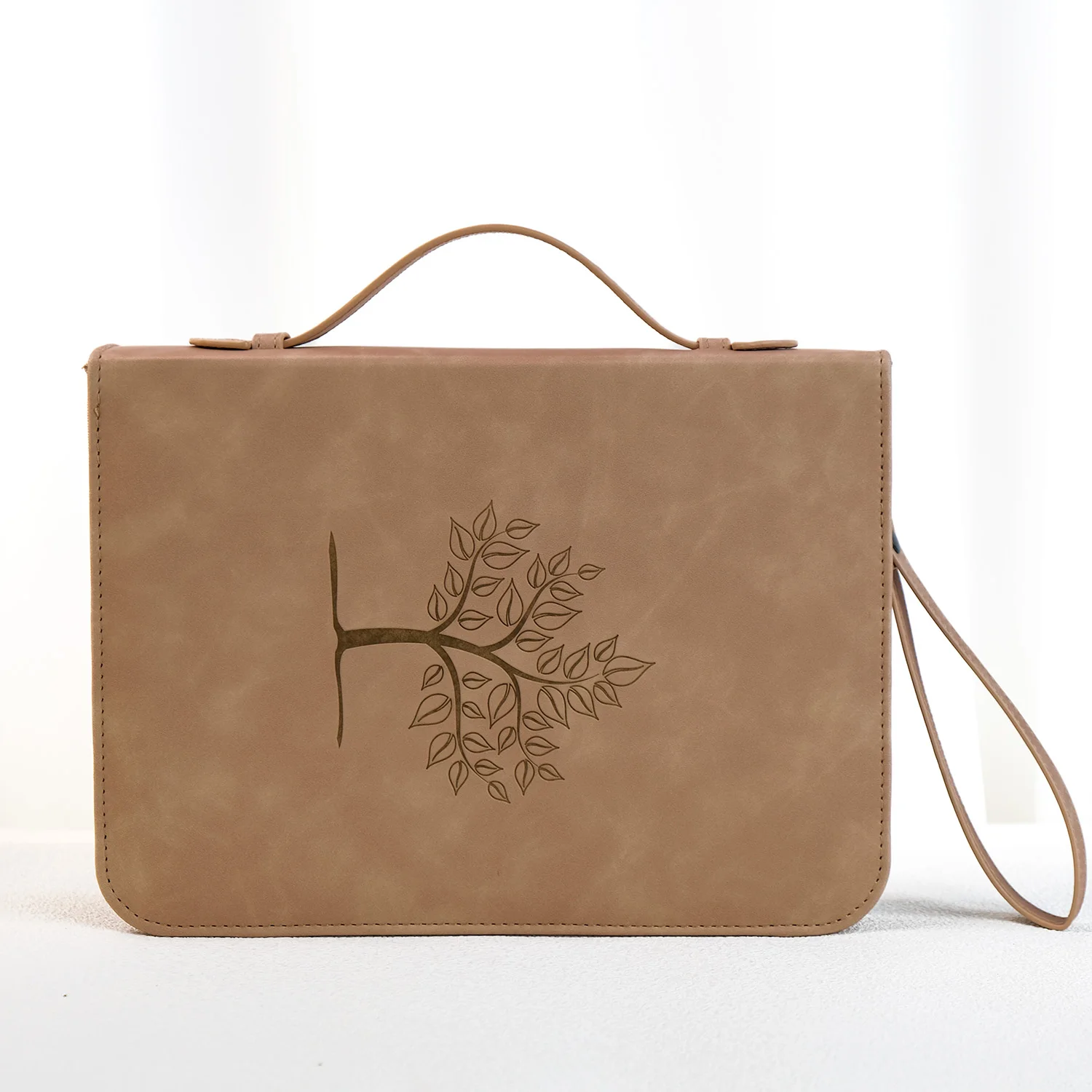 Personalized Soft PU Leather Bible Book Cover with Zipper for Women Men Recycled Designer Bible Carrying Tote Bag with Strap