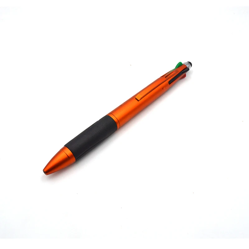 High quality mat metallic promotion 3 in 1 green red blue black refill inks stylus ball pen with custom logo