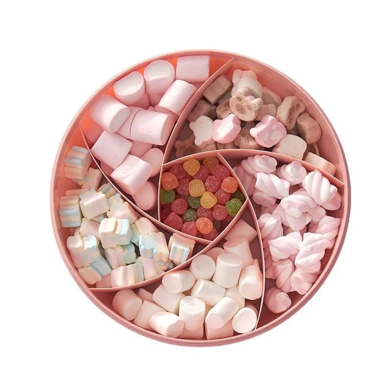 Sealed plastic compartment dried fruit box with lid and portable melon seeds candy box snack storage box