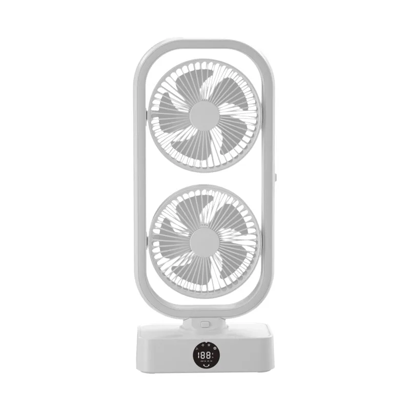 12000mAh China Custom double head fan with Power Bank Remote Control usb led light rechargeable stand fan