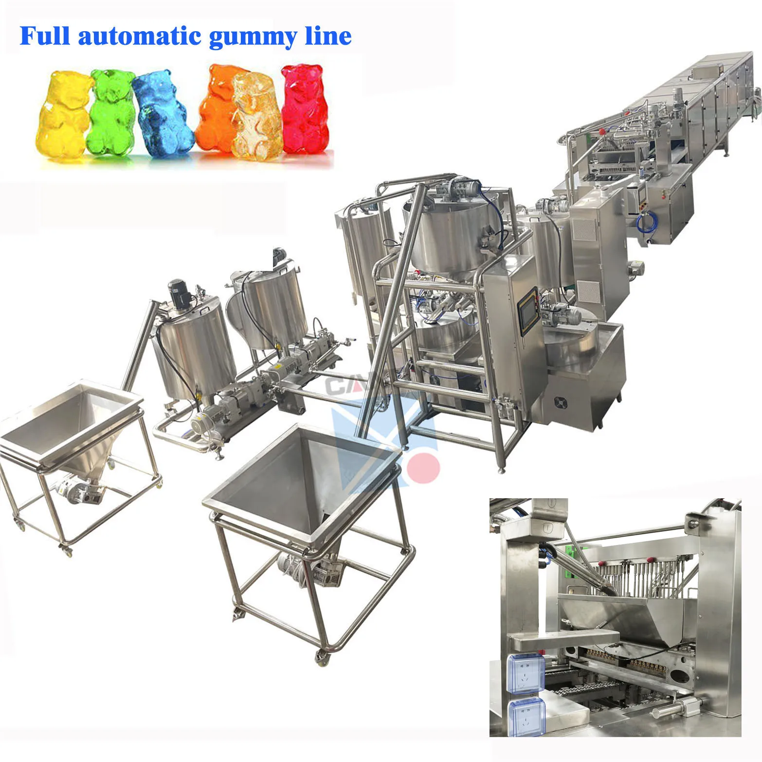 CE approved cheap price 80kg single row automatic pectin jelly candy line gummi bear machine for sale