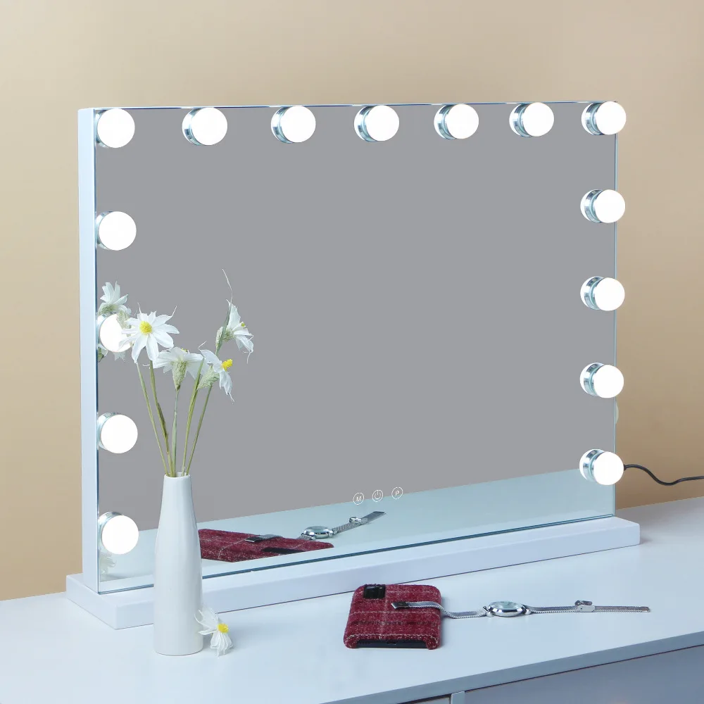 Table Mirror Wholesale USB Supply Dresser Table Large Standing Vanity LED Lighted Makeup Mirror Hollywood Mirror