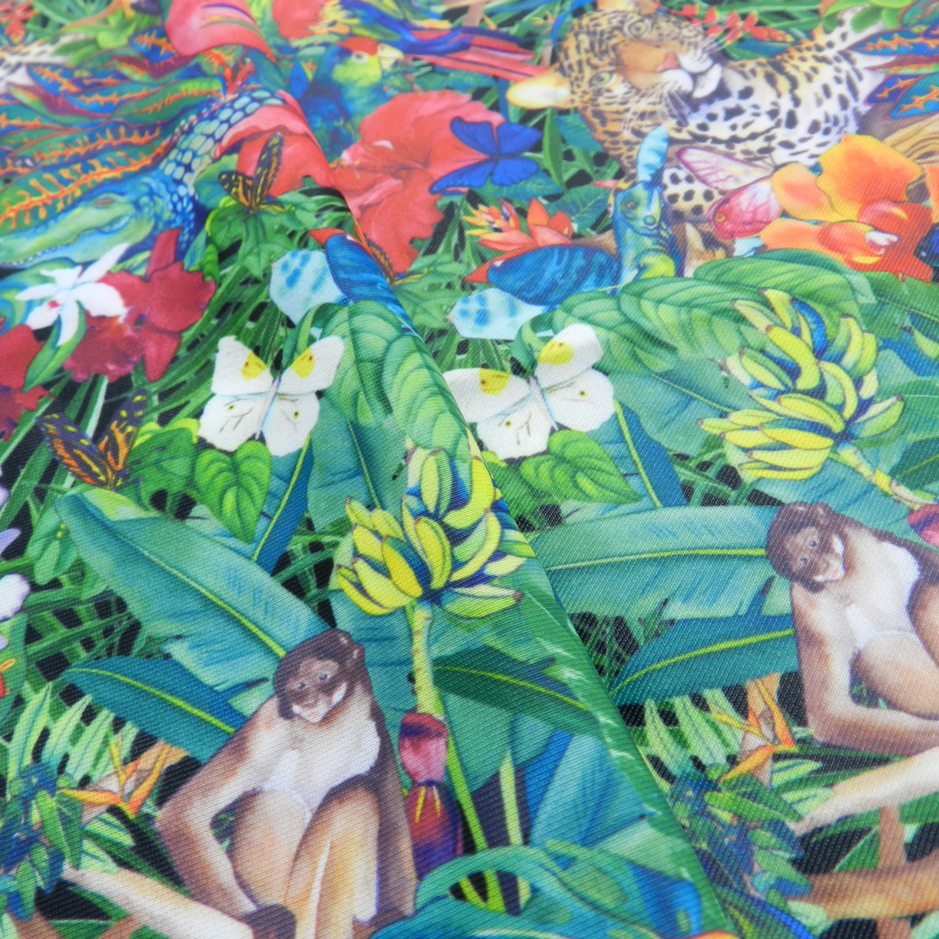 Digital Print Bikini Fabric PU Coated 18% Spandex Stretchy Swimwear Fabric Knitted Printed 82% Nylon Stretch Fabric Tricot