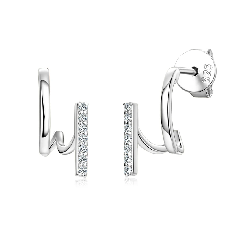925 Sterling Silver Irregular Elegant Korean Fashion Jewelry Unique Moissanite Open Hoop Stud Earrings for Women
