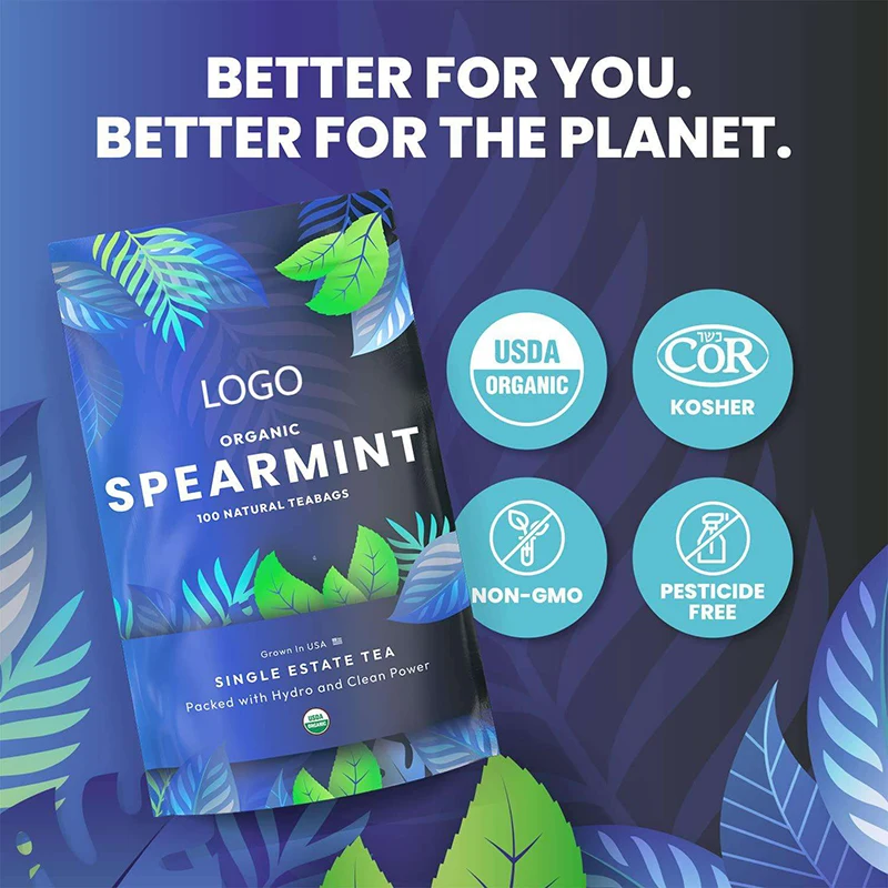 OEM ODM Private Label Service 100 Organic Spearmint Custom Herbal Tea Bags