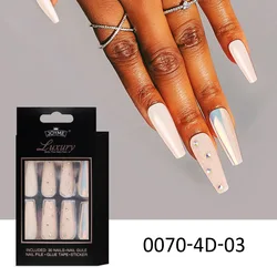 European and American high quality Mixed Color  tie-dye gradient purple coffin false nail with 3d drill