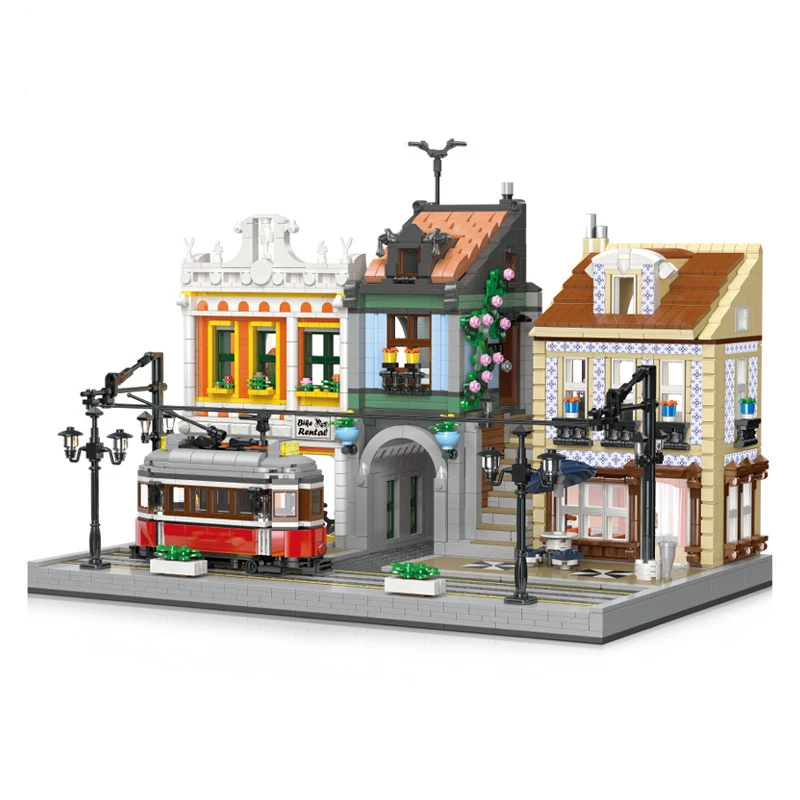 JieStar 89132 MOC The Lisbon Tram Model City House Assembly Kit Building Modular Blocks Bricks Kids Christmas Toys