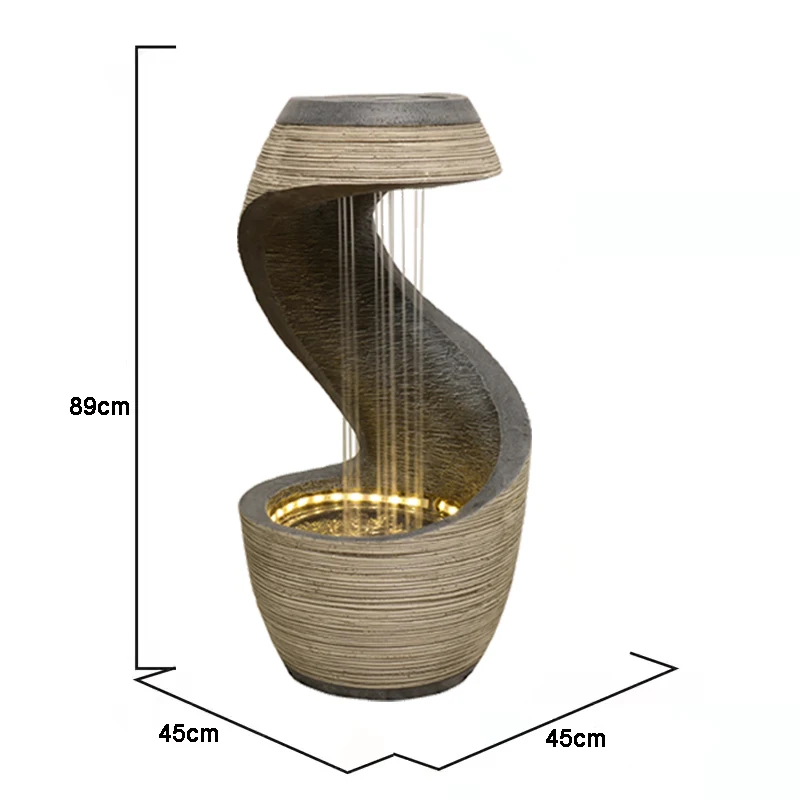 Geometric Shape Resin Outdoor Waterfall Fountain for Home and Garden Decorative Items for Patio Yard or Indoor Use