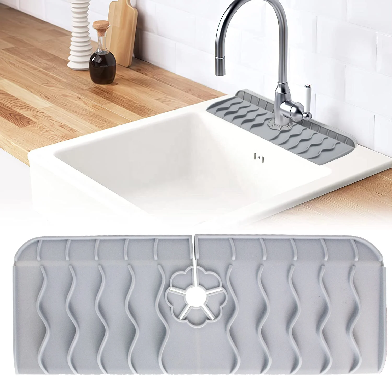Newest Popular Product Silicone Sink Faucet Splash Guard, Sink Splash Drain Drying Faucet Mat suitable for kitchen bathroom bar
