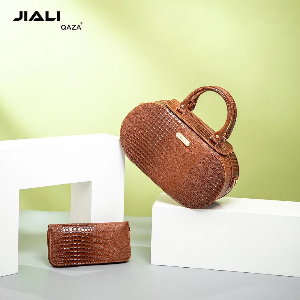 QAZA PU crocodile leather luxury handbags for women 2024 designer new  fashion 2 in 1 ladies shoulder hand bags with coin purse