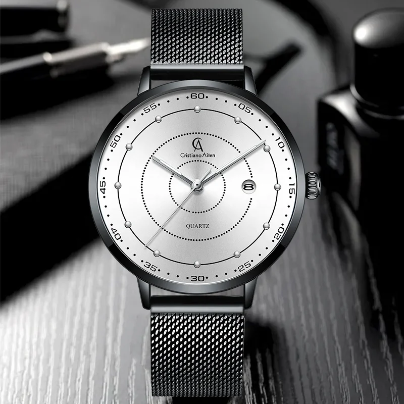 Cristiano Aillen CA0838 Hot Selling Minimalist Business No Blue Glass  Automatic calendar Men Wrist Watch