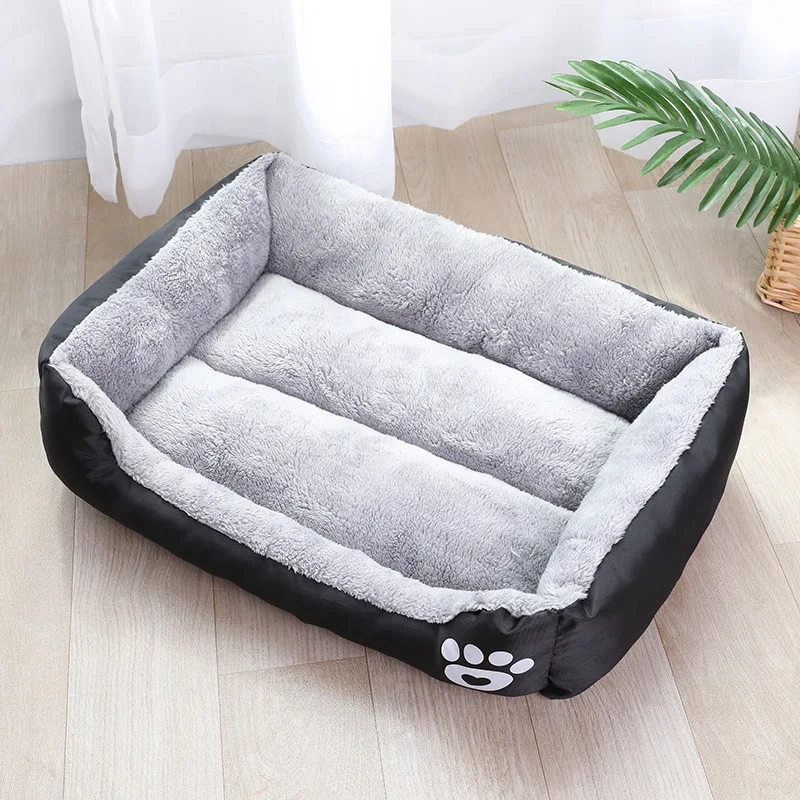 Amazon Hot Selling Pet Beds Paw Print Soft Washable Waterproof Non-slip Bottom Big Dog Sofa Bed Dog Coush Bed
