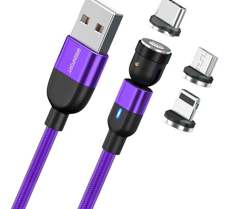 
best selling products 2021 in usa amazon 540 degree rotate 3 in 1 fast charging magnetic usb data charger cable 