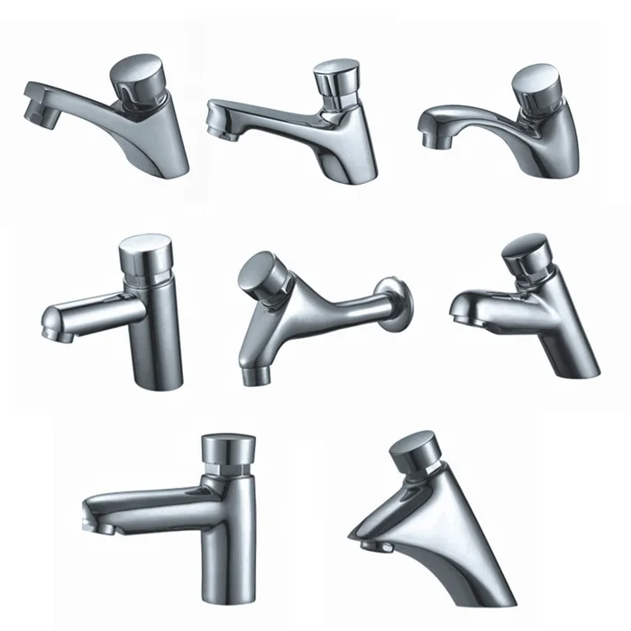 Atuo Self-closing Brass Single Cold Push Button Delay Basin Faucet For Public Toilet Water Saving Time Delay Basin Tap