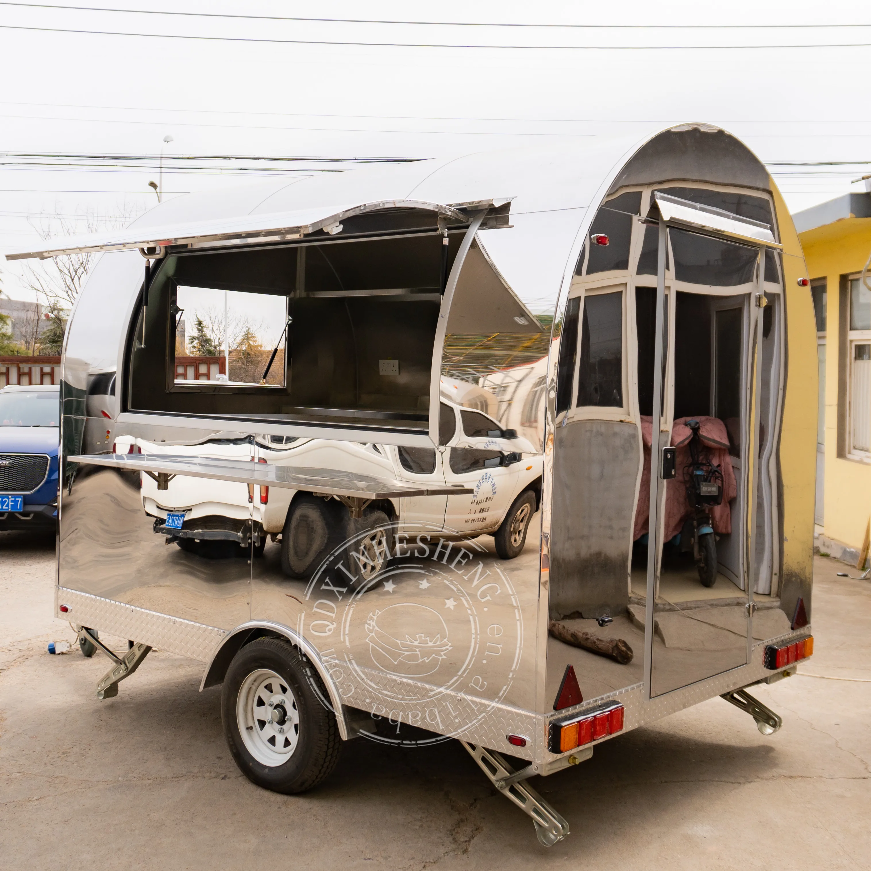 Roundness coffee pizza oven trailer food kiosk mobile ice cream food truck