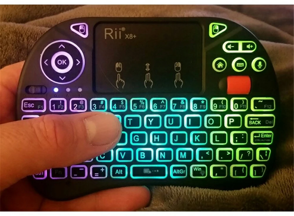 New Product Rii X8+ LED mini Keyboard wireless With Voice Search Touchpad Backlight Rechargable Li-ion Battery