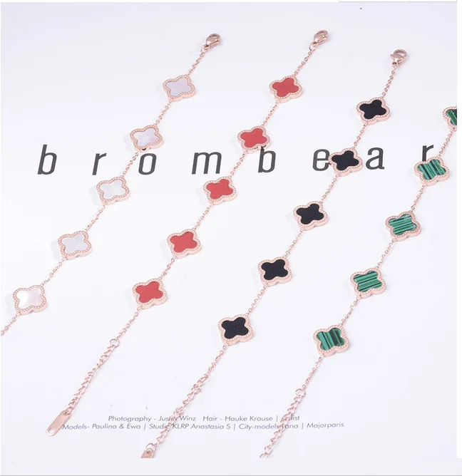 
Titanium Steel Bracelet European and American Fashion Jewelry Four-Leaf Clover Flower Bracelet 