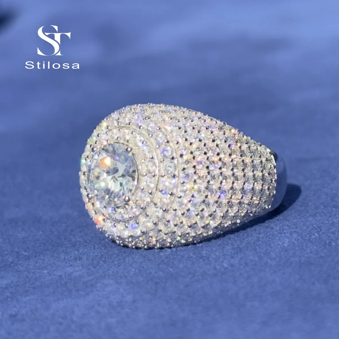 Модное Ювелирное кольцо 925 стерлингового серебра с VVS Moissanite, изготовленное на заказ, кольцо со льдом в стиле хип-хоп, Муассанит