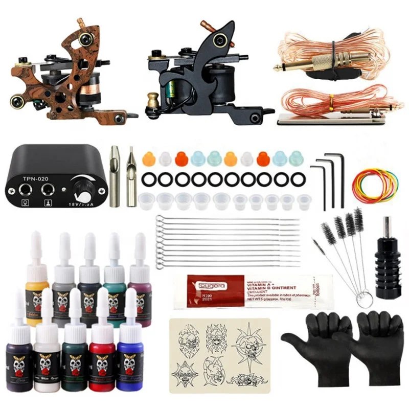 with tattoo Needles New Professional Complete Tattoo Kit set